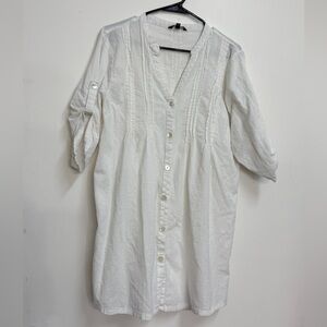 Club Z collection white button down relaxed dress bikini cover up vacation
